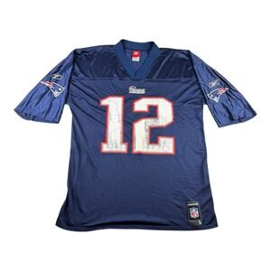 NFL Players TOM BRADY No. 12 NEW ENGLAND PATRIOTS (LG) Footbball Jersey BLUE